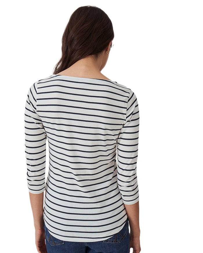 White Thin Stripe Coloured Crew Clothing Womens Essential Breton Top on White Background
#colour_white-thin-stripe
