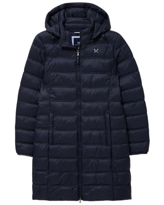 Dark Navy Coloured Crew Clothing Womens Lightweight Padded Coat on white background #colour_dark-navy