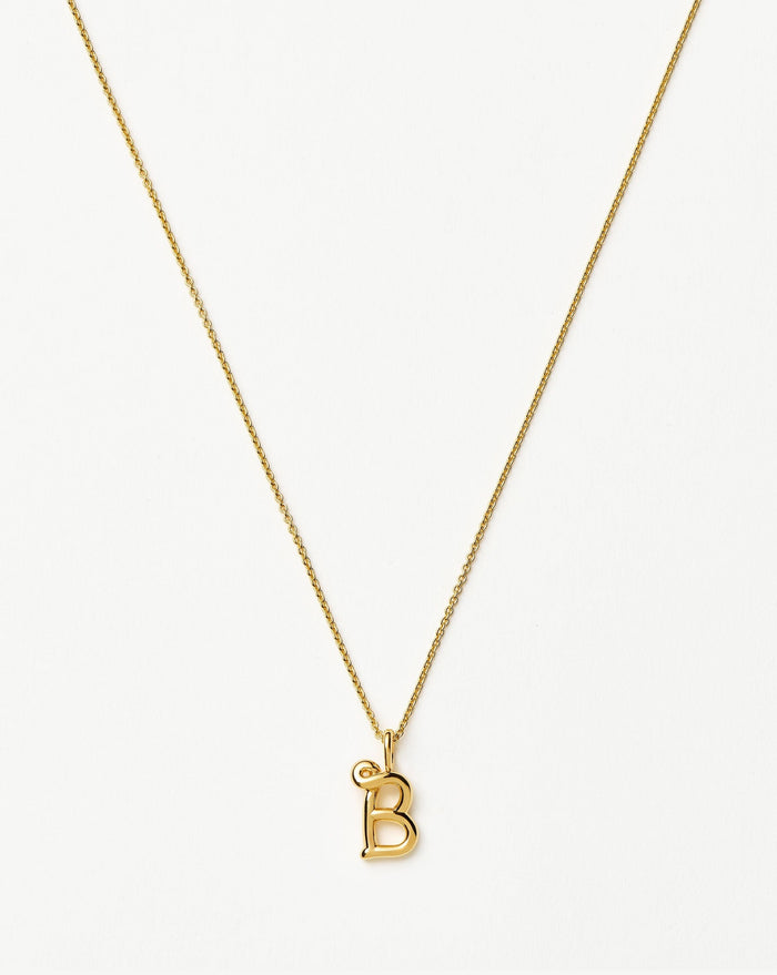 Curly Molten Mini Initial Necklace - B | 18ct Gold Vermeil Necklaces Missoma