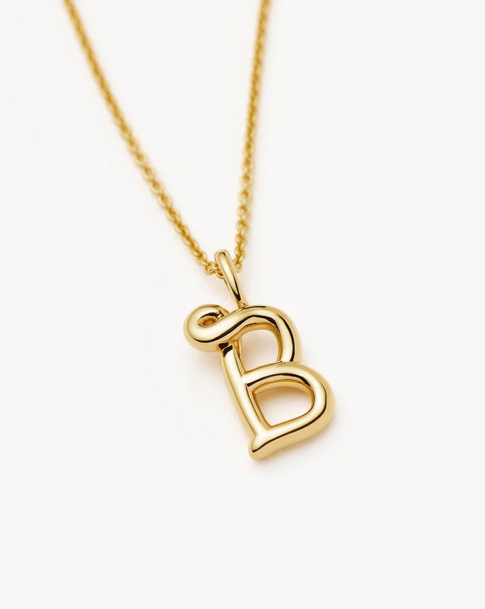 Curly Molten Mini Initial Necklace - B | 18ct Gold Vermeil Necklaces Missoma