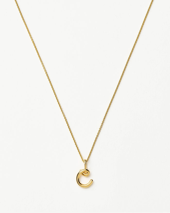 Curly Molten Mini Initial Necklace - C | 18ct Gold Vermeil Necklaces Missoma
