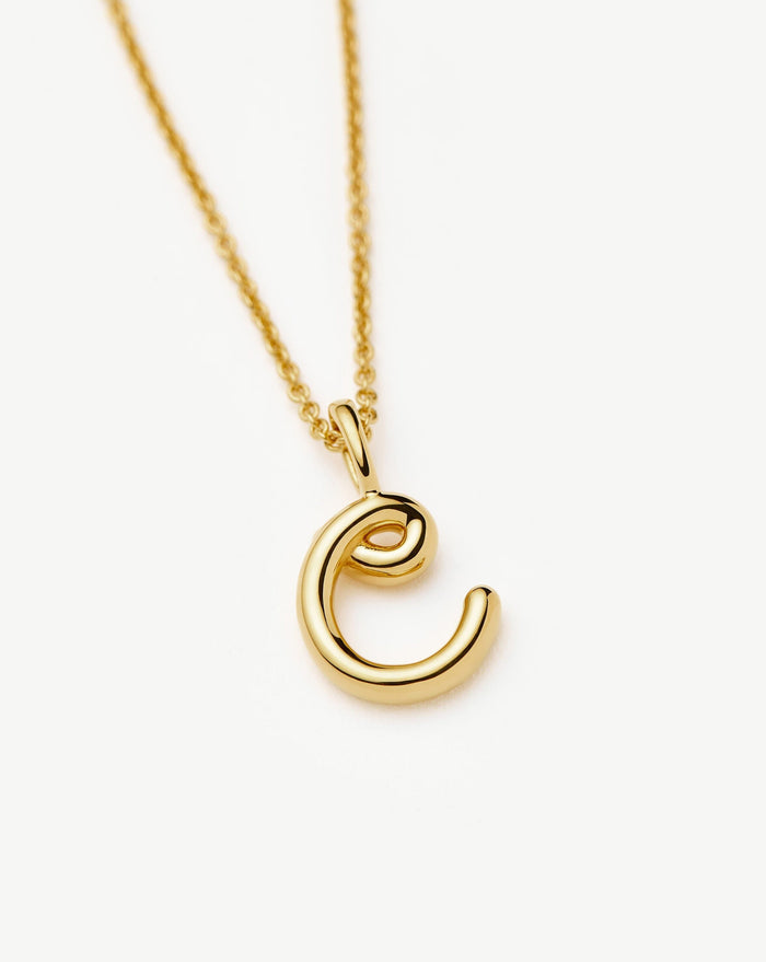 Curly Molten Mini Initial Necklace - C | 18ct Gold Vermeil Necklaces Missoma