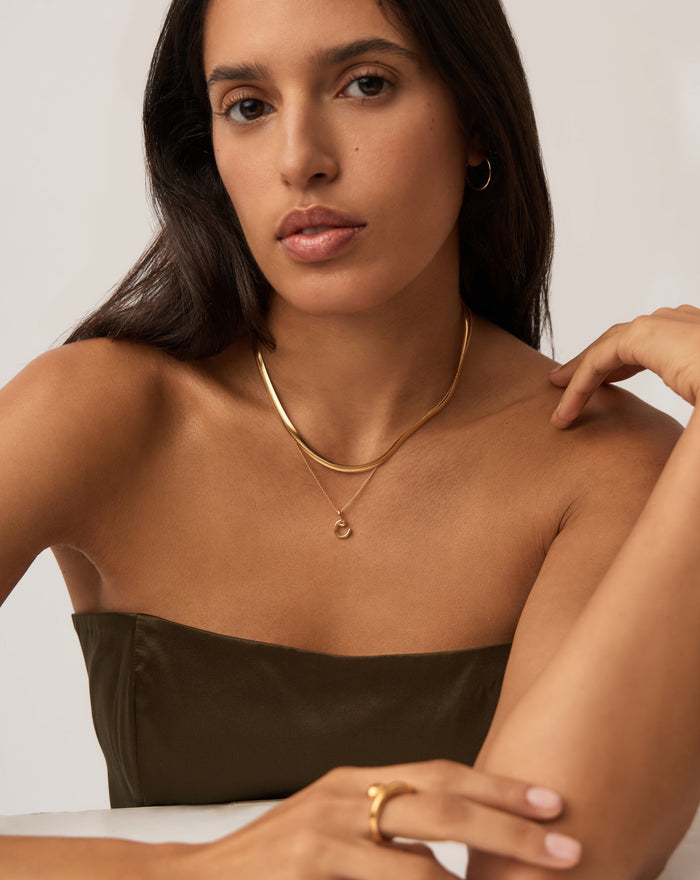 Curly Molten Mini Initial Necklace - C | 18ct Gold Vermeil Necklaces Missoma