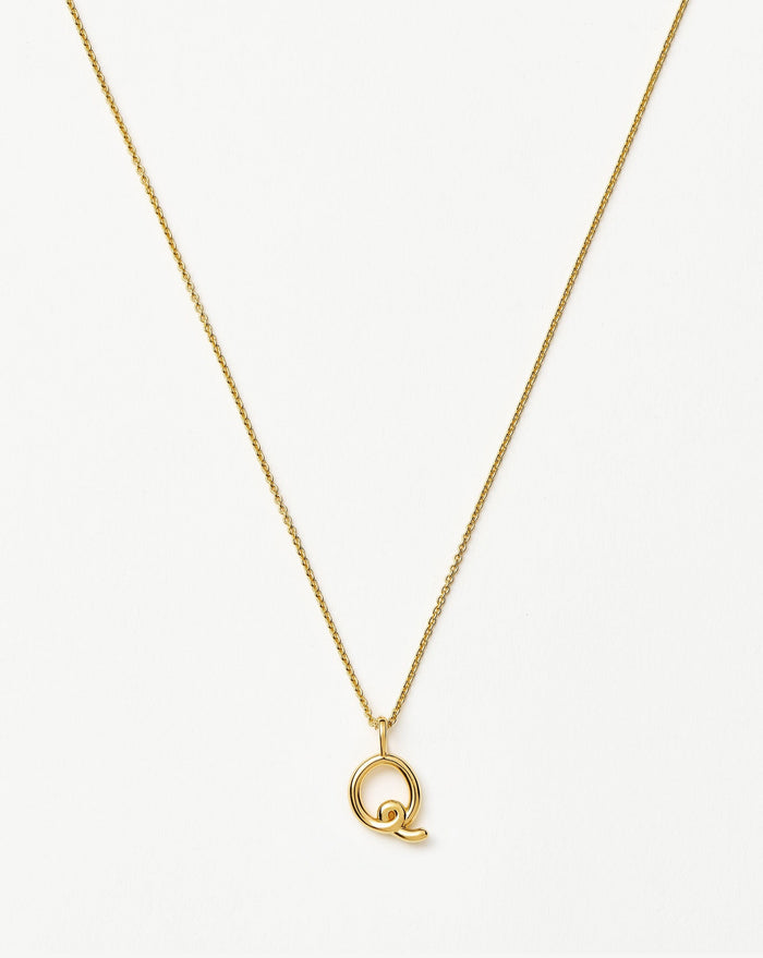 Curly Molten Mini Initial Necklace - Q | 18ct Gold Vermeil Necklaces Missoma