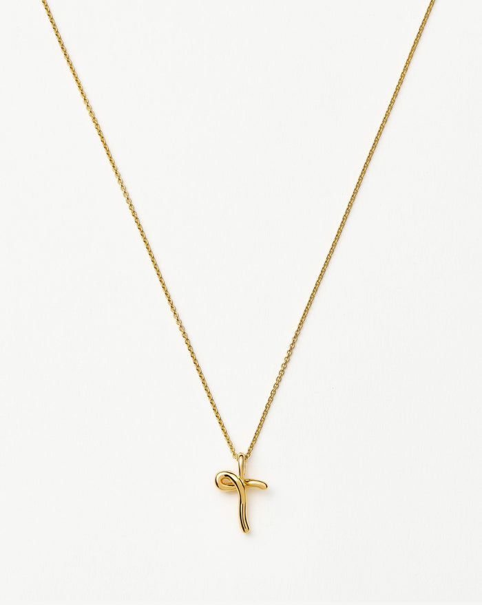 Curly Molten Mini Initial Necklace - T | 18ct Gold Vermeil Necklaces Missoma