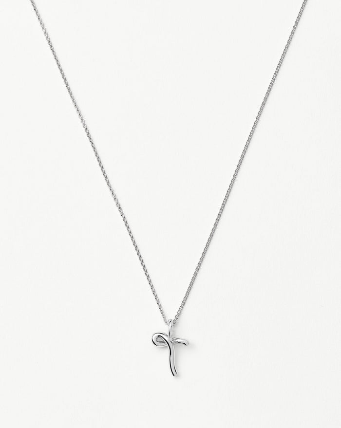 Curly Molten Mini Initial Necklace - T | Sterling Silver Necklaces Missoma