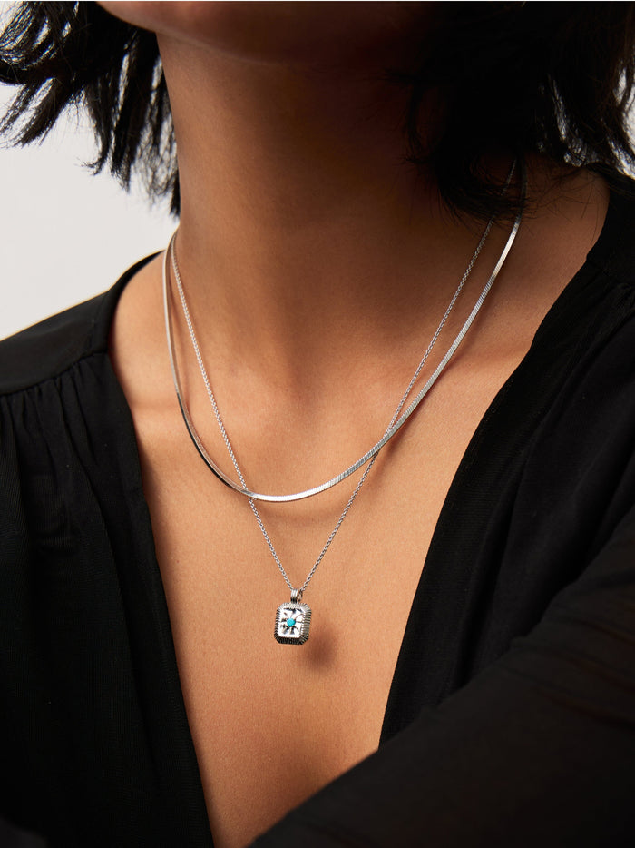 Star Ridge Birthstone Pendant Necklace - Dyed Turquoise Magnesite/December Necklaces Missoma