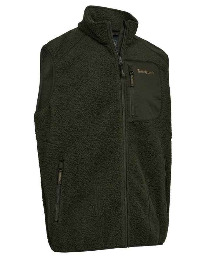 Forest Green coloured Deerhunter Mens Atlas Fleece Waistcoat on white background #colour_forest-green