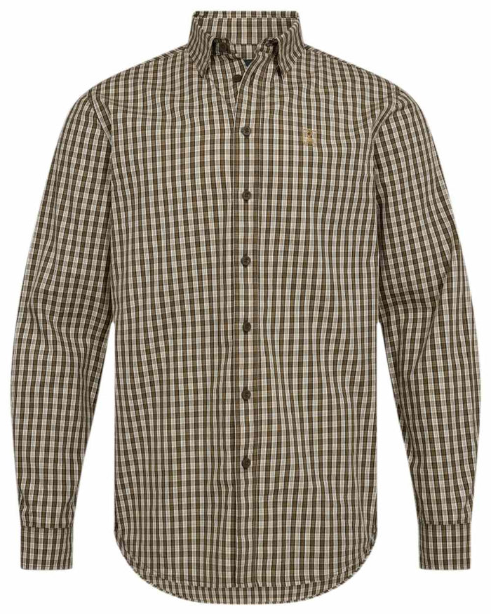 Brown Check Coloured Deerhunter Baldwin Shirt on white background #colour_brown-check