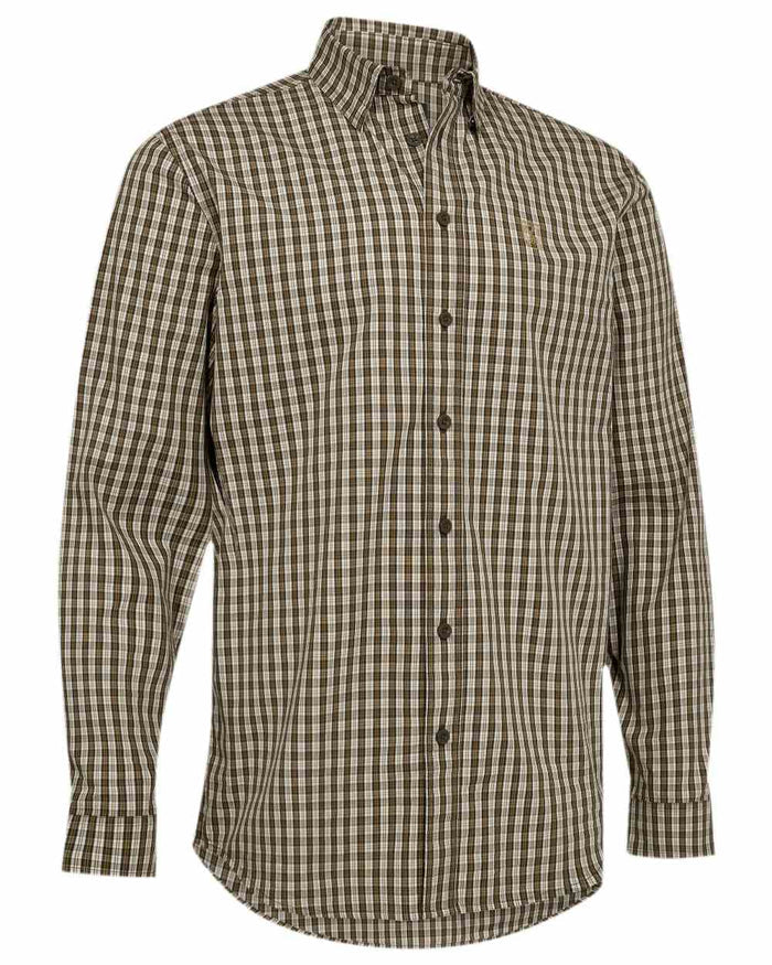 Brown Check Coloured Deerhunter Baldwin Shirt on white background #colour_brown-check
