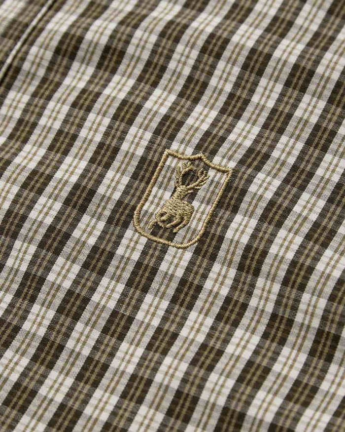 Brown Check Coloured Deerhunter Baldwin Shirt on white background #colour_brown-check