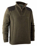 Cypress coloured Deerhunter Carlisle Knit with Stormliner Zip Neck Sweater on white background #colour_cypress