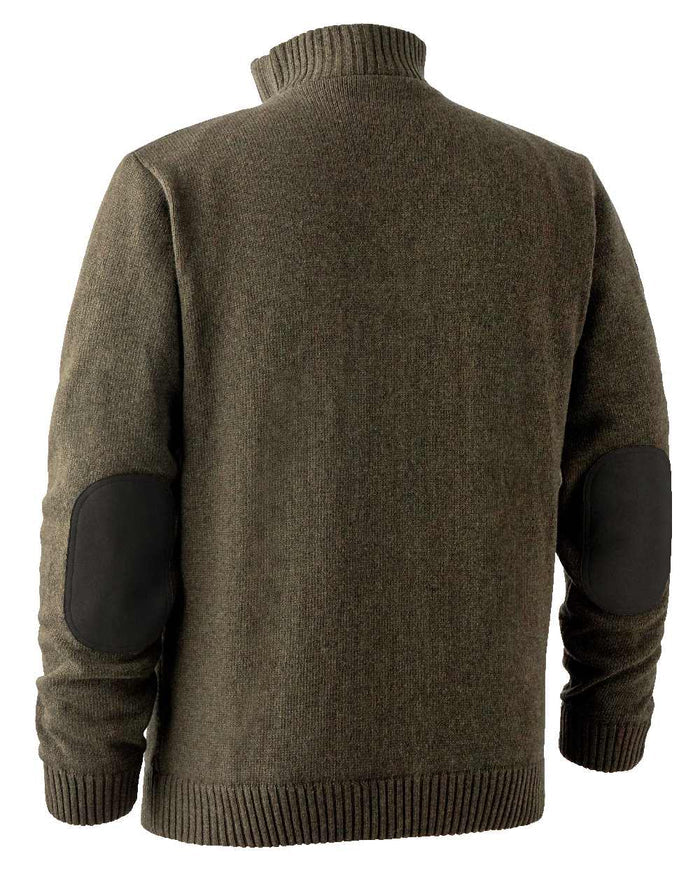 Cypress coloured Deerhunter Carlisle Knit with Stormliner Zip Neck Sweater on white background #colour_cypress