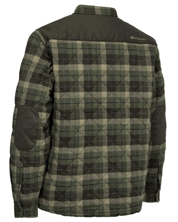 Green Check coloured Deerhunter Elbert Padded Shirt Jacket on white background #colour_green-check