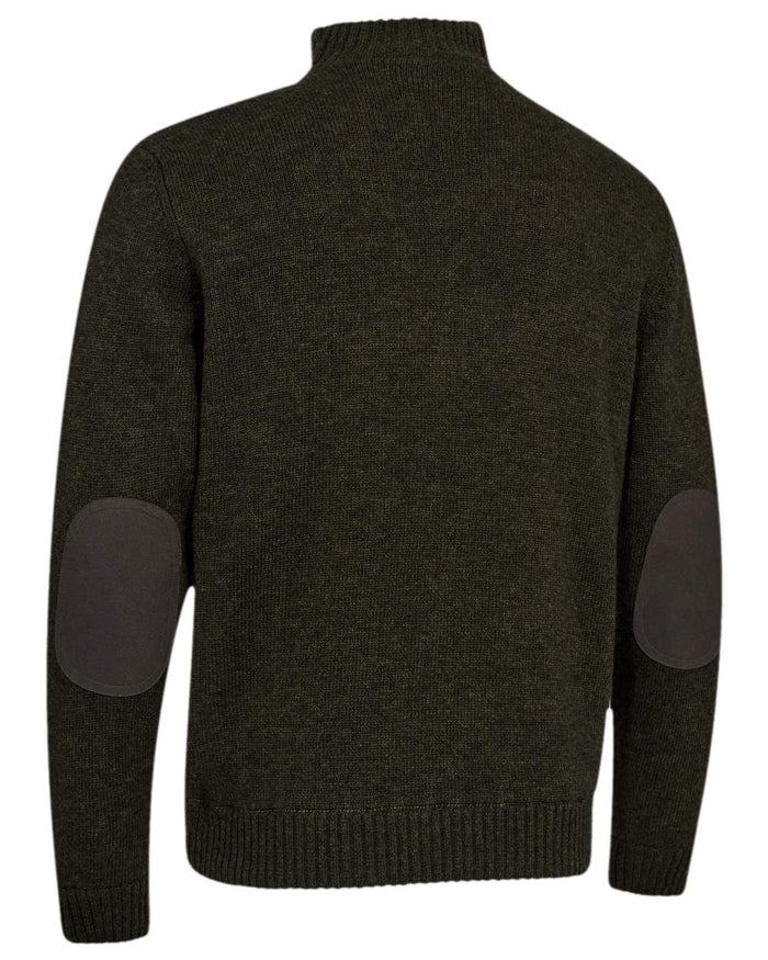 Ridgewood Melange Coloured Deerhunter Finley Half Zip Knit on white background #colour_ridgewood-melange