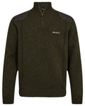 Woodland Melange Coloured Deerhunter Finley Half Zip Knit on white background #colour_woodland-melange