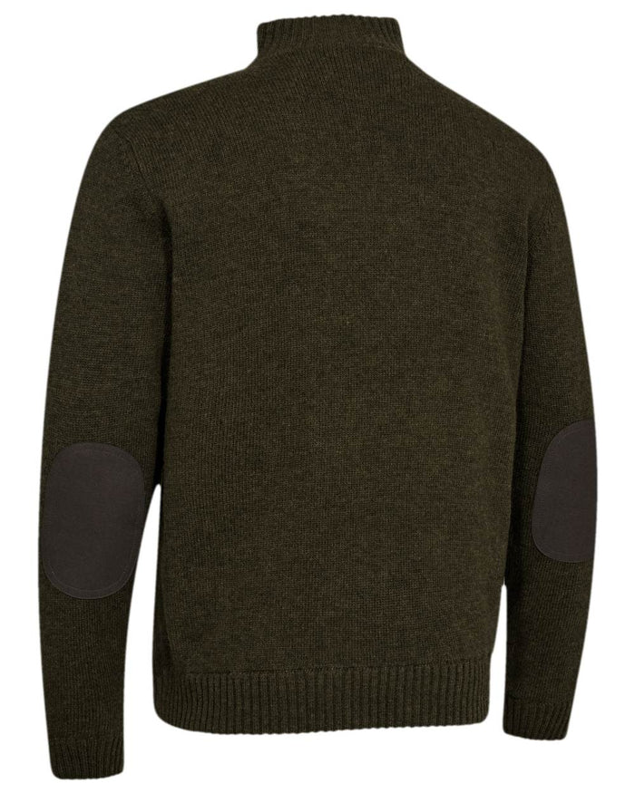 Woodland Melange Coloured Deerhunter Finley Half Zip Knit on white background #colour_woodland-melange