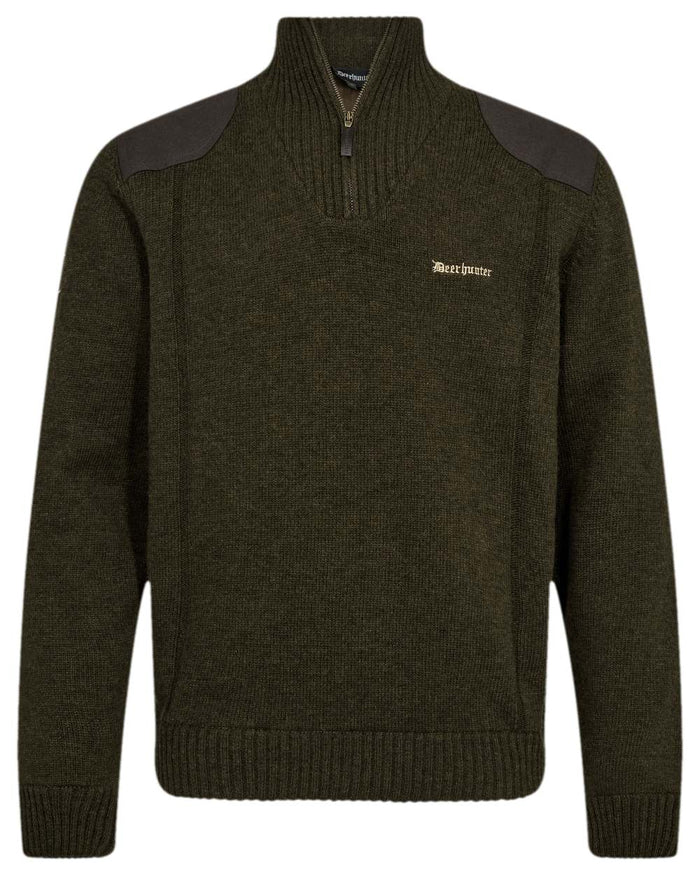 Woodland Melange Coloured Deerhunter Finley Stormliner Knit on white background #colour_woodland-melange