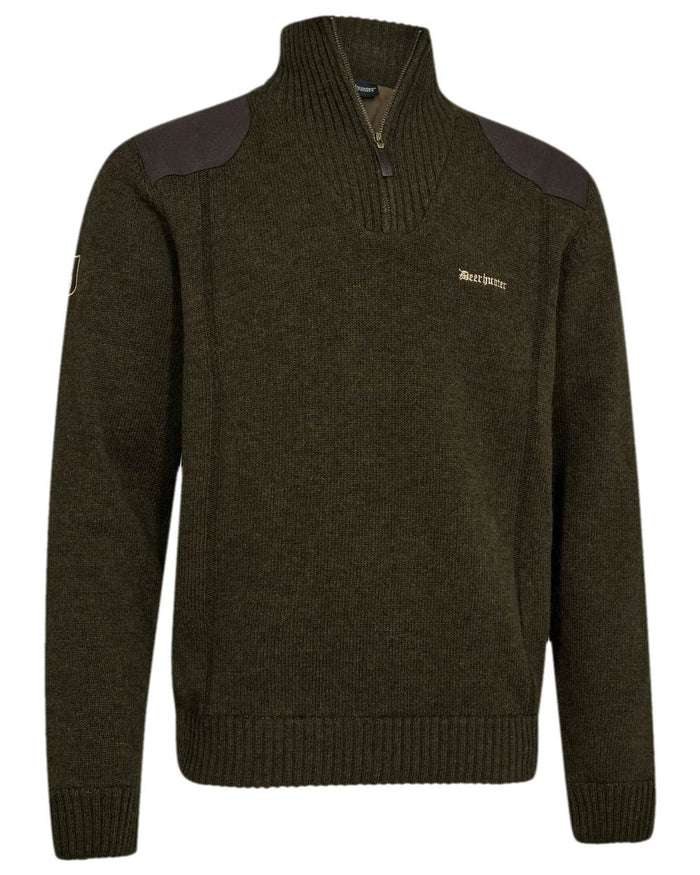 Woodland Melange Coloured Deerhunter Finley Stormliner Knit on white background #colour_woodland-melange