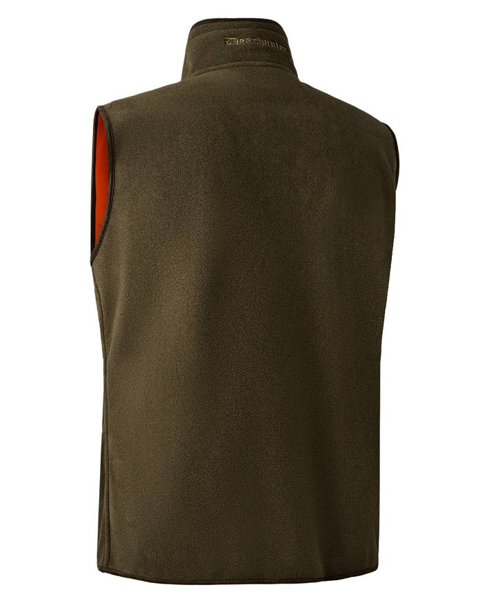 Safety Orange coloured Deerhunter Gamekeeper Reversible Fleece Waistcoat on white background #colour_safety-orange