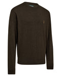 Brown Melange coloured Deerhunter Mens Harrington O-Neck Knit Pullover on white background #colour_brown-melange