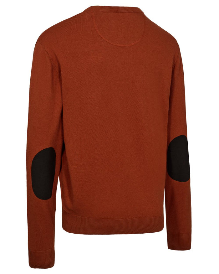 Oak Rust Melange coloured Deerhunter Mens Harrington V-Neck Knit Pullover on white background #colour_oak-rust-melange