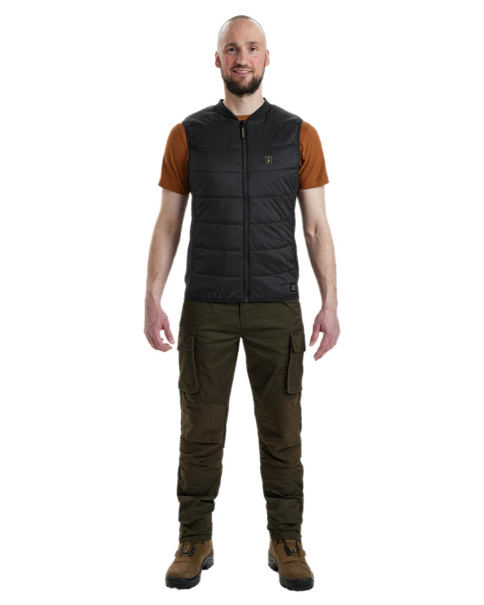 Black Coloured Deerhunter Heat Inner Waistcoat on white background #colour_black