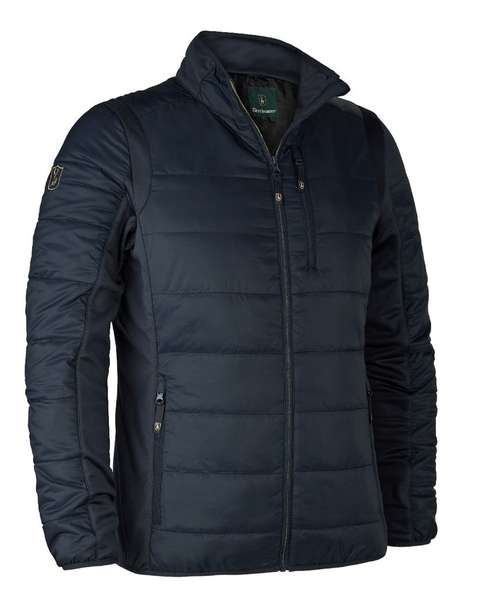 Dark Blue coloured Deerhunter Heat Padded Jacket on white background #colour_dark-blue