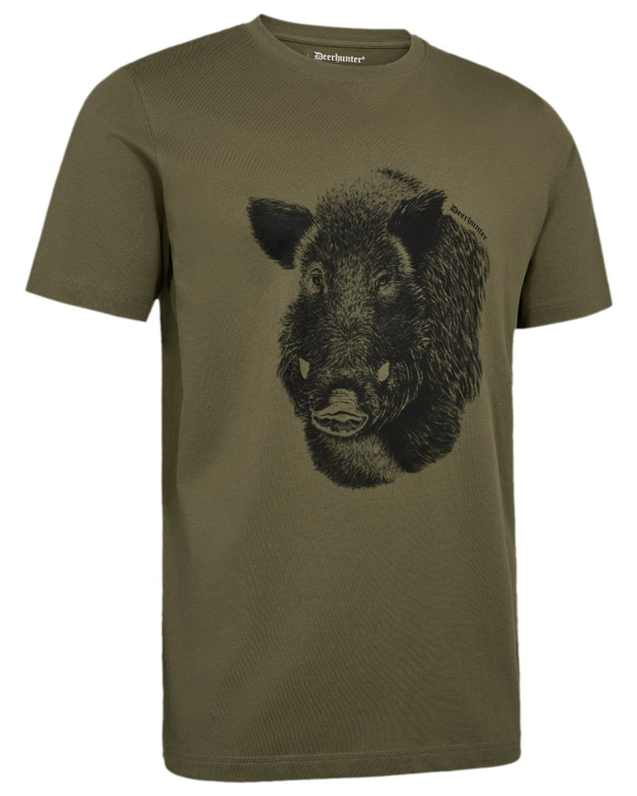 Glen Green Coloured Deerhunter Jaxon T-Shirt on white background #colour_glen-green