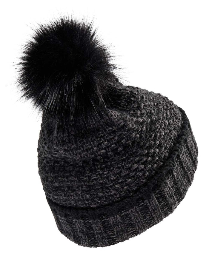 Black coloured Deerhunter Ladies Knitted Hat on white background #colour_black