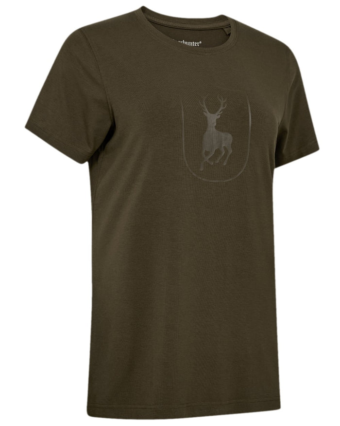 Deep Green Coloured Deerhunter Lady Bamboo T-Shirt on white background #colour_deep-green