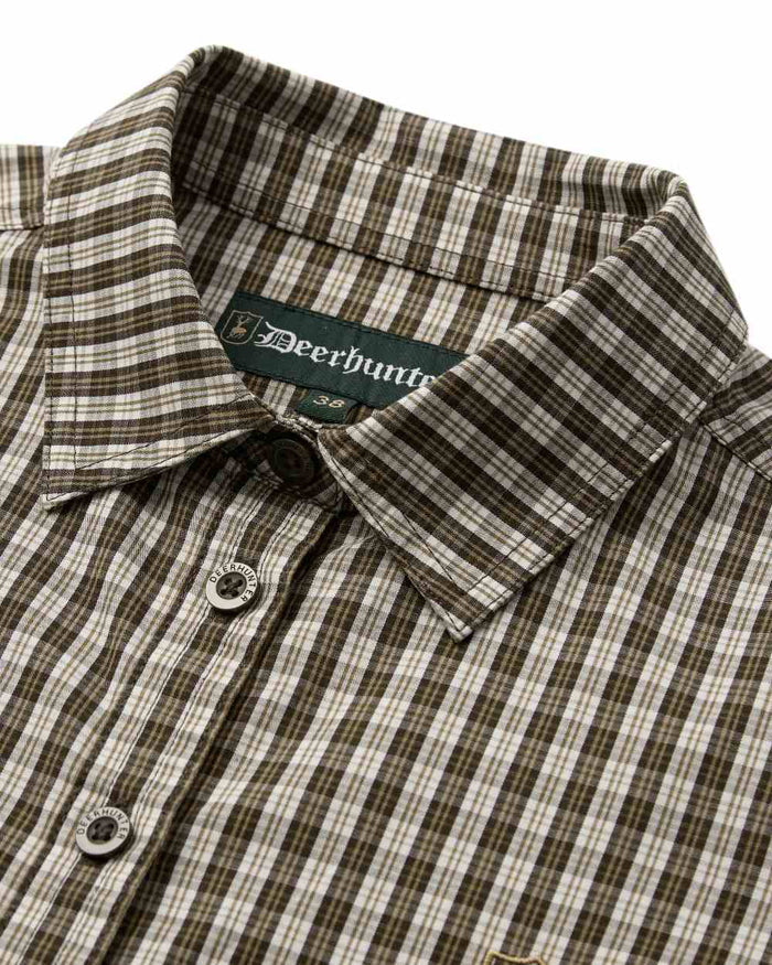 Brown Check Coloured Deerhunter Lady Bridget Shirt on white background #colour_brown-check