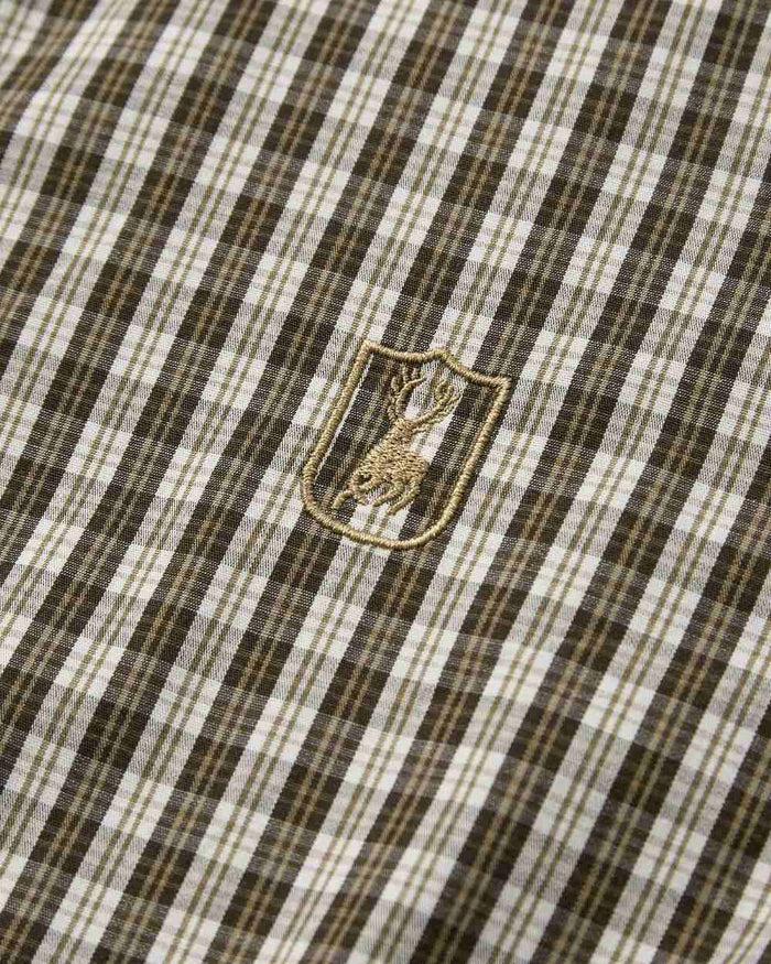 Brown Check Coloured Deerhunter Lady Bridget Shirt on white background #colour_brown-check