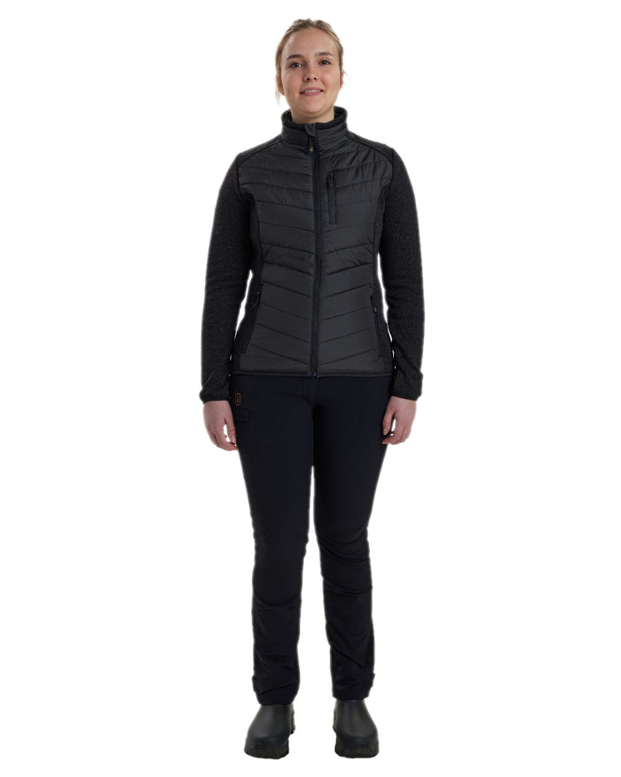 Black Coloured Deerhunter Lady Caroline Padded Jacket on white background #colour_black