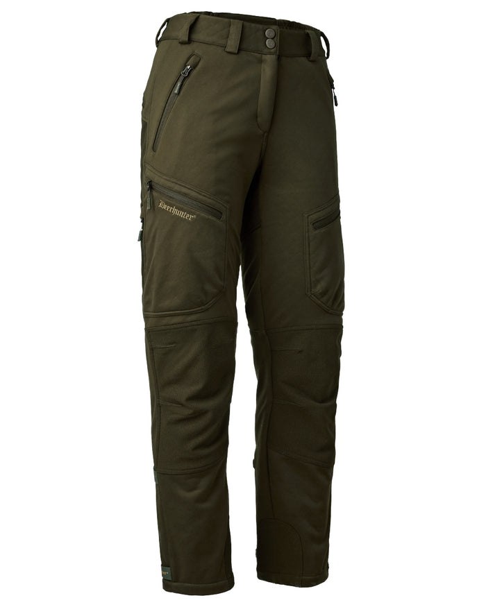 Art Green coloured Deerhunter Lady Excape Softshell Trousers on white background #colour_art-green