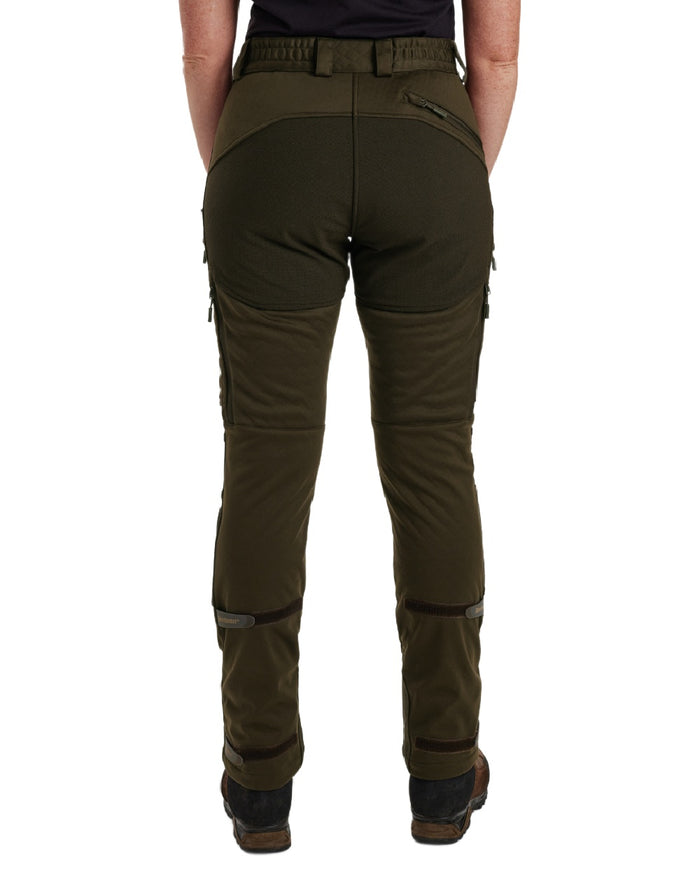 Art Green coloured Deerhunter Lady Excape Softshell Trousers on white background #colour_art-green