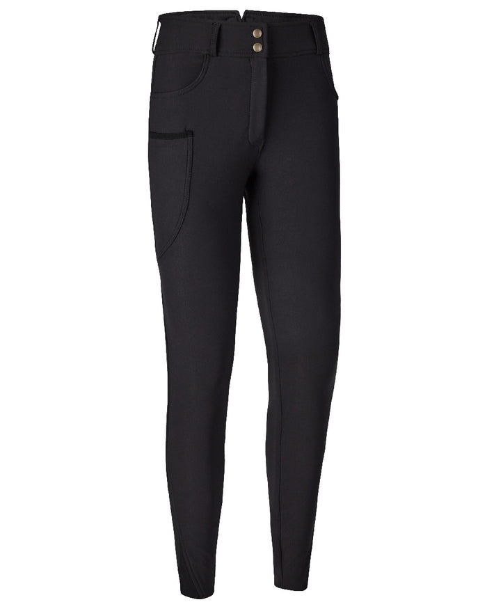 Black coloured Deerhunter Lady Hunting Tights on white background #colour_black