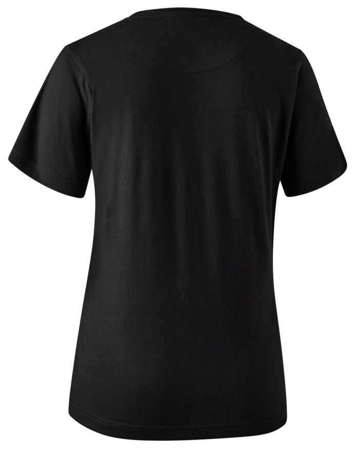 Black coloured Deerhunter Lady Jubilee T-Shirt on white background #colour_black