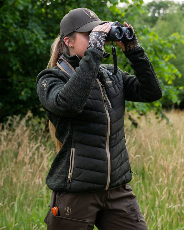 Forest Ember coloured Deerhunter Lady Moor Padded Jacket on forest background #colour_forest-ember