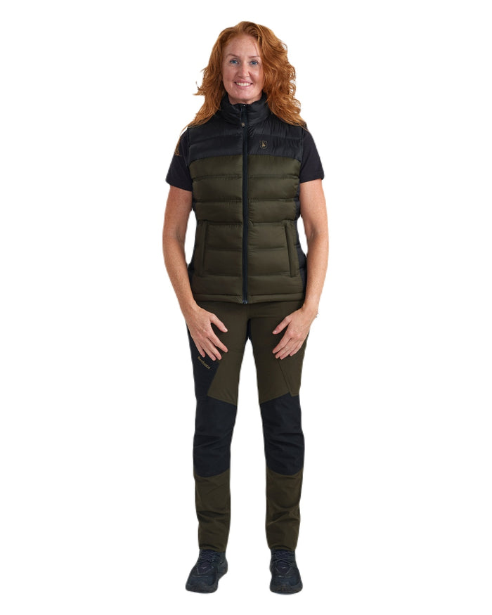 Rifle Green coloured Deerhunter Lady Northward Padded Waistcoat on white background #colour_rifle-green