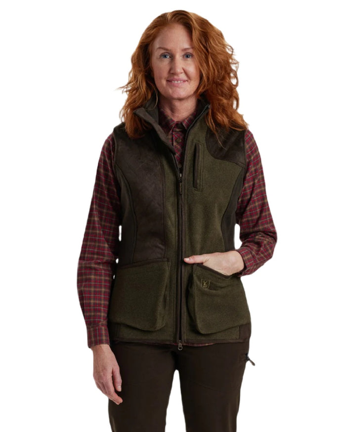 Graphite Green coloured Deerhunter Lady Pam Shooting Waistcoat on white background #colour_graphite-green