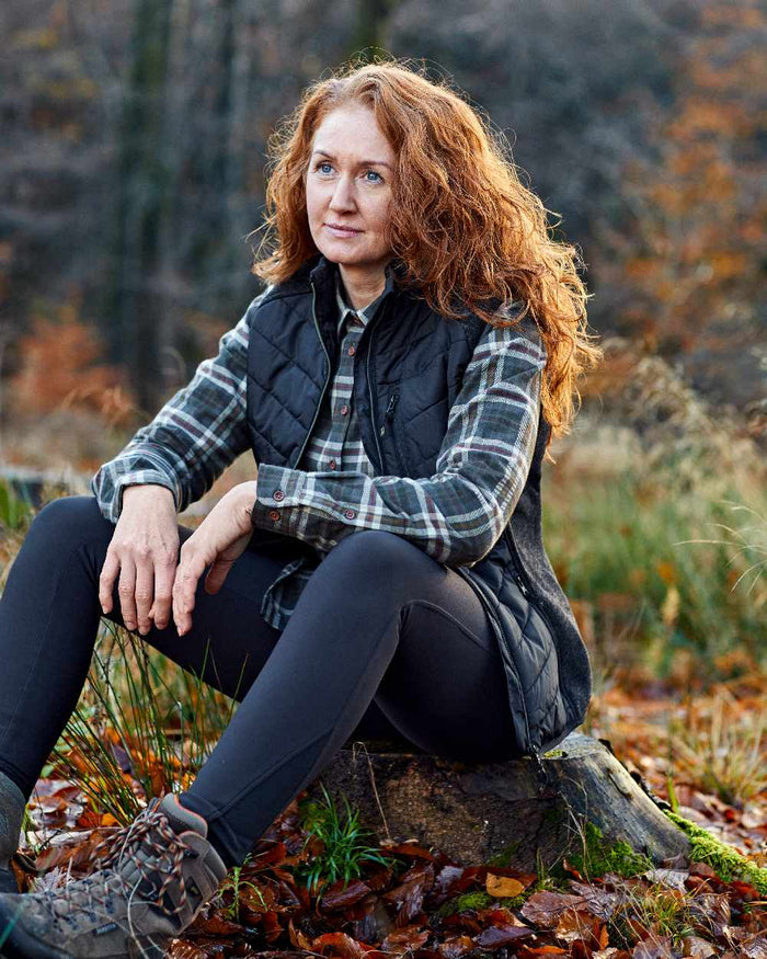 Yellow Check coloured Deerhunter Lady Ruby Shirt on forest background #colour_yellow-check