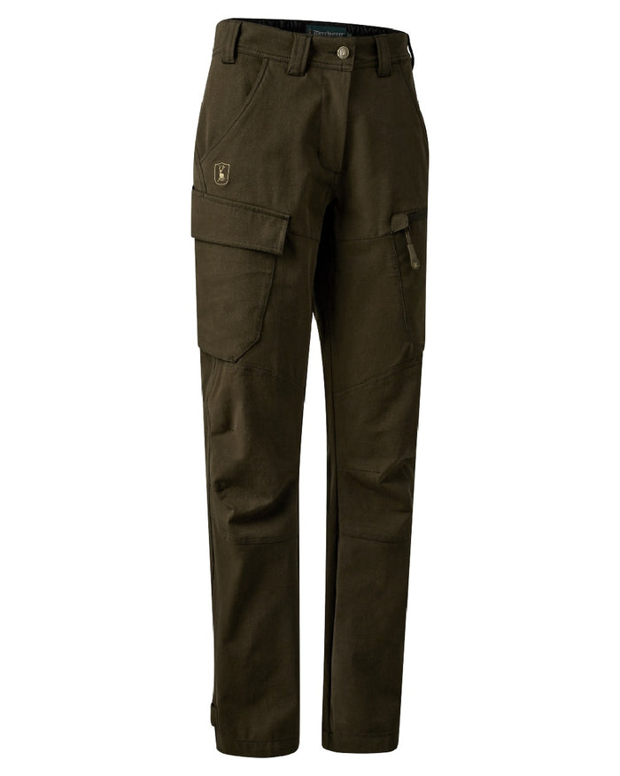 Fallen Leaf coloured Deerhunter Lady Sarek Full Stretch Trousers on white background #colour_fallen-leaf