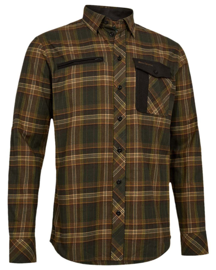 Green Check Coloured Deerhunter Mens Bennett Shirt on white background #colour_green-check