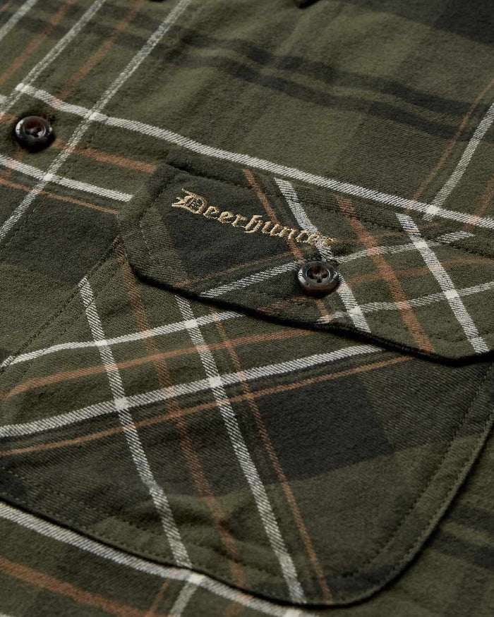 Green Check Coloured Deerhunter Mens Caleb Shirt on white background #colour_green-check