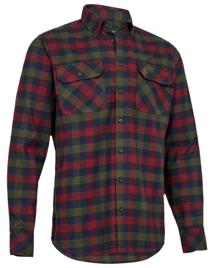 Red Check Coloured Deerhunter Mens Cooper Shirt on white background #colour_red-check