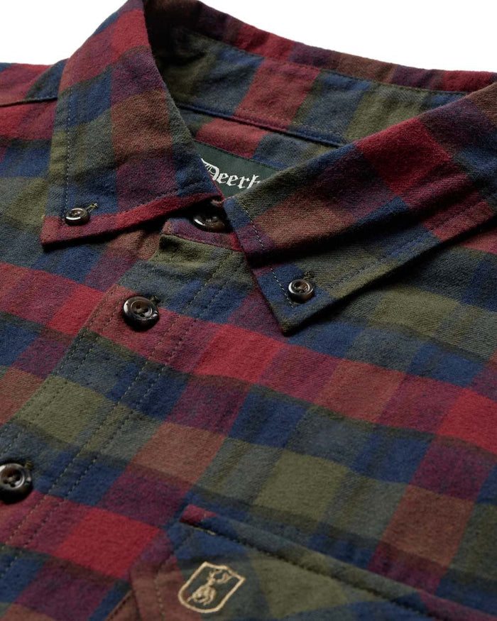 Red Check Coloured Deerhunter Mens Cooper Shirt on white background #colour_red-check