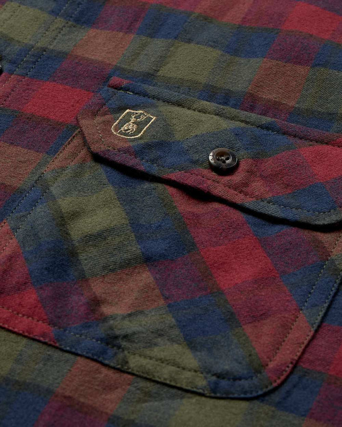 Red Check Coloured Deerhunter Mens Cooper Shirt on white background #colour_red-check