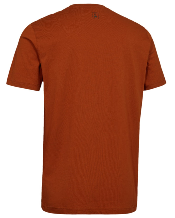 Oak Rust Coloured Deerhunter Mens Weston T-Shirt on white background #colour_oak-rust