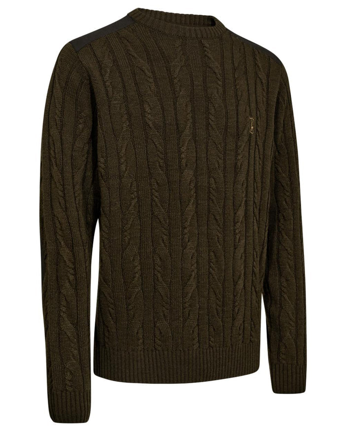 Art Green coloured Deerhunter Mens Randall O-Neck Knit Sweater on white background #colour_art-green